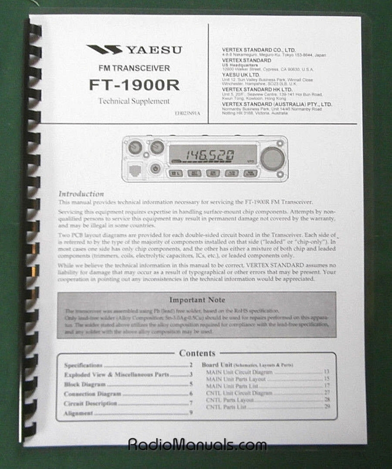 Yaesu FT-1900R Technical Supplement - Click Image to Close